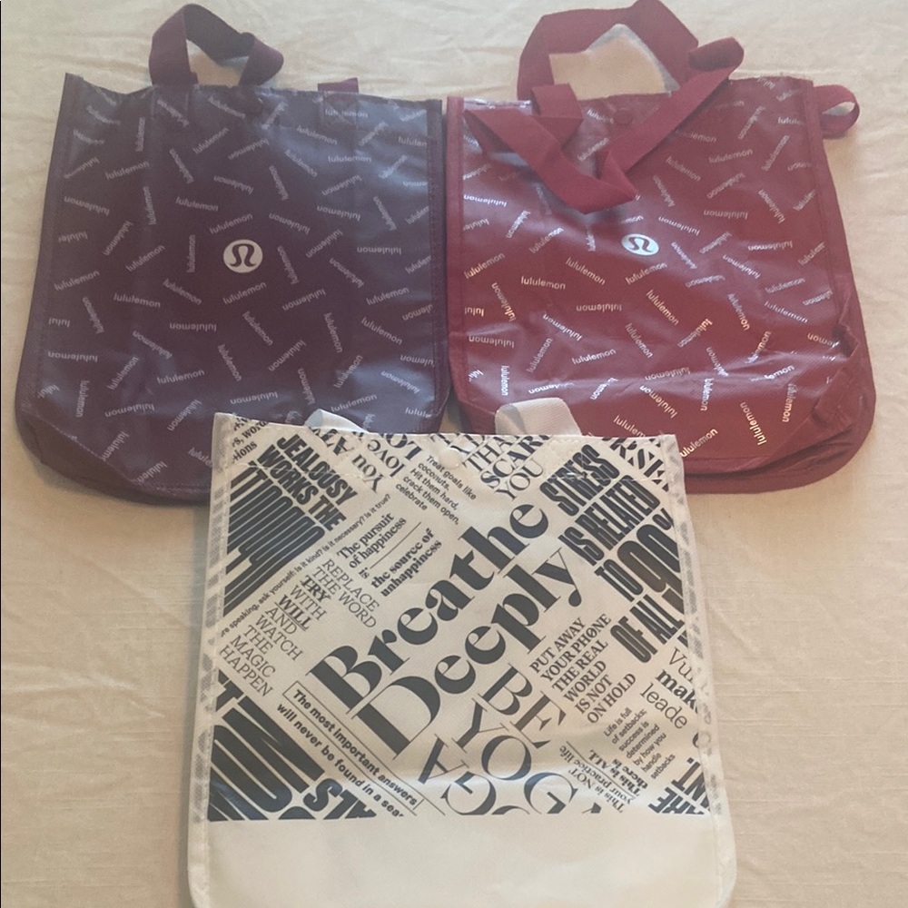 lululemon athletica Red and White Tote Bags